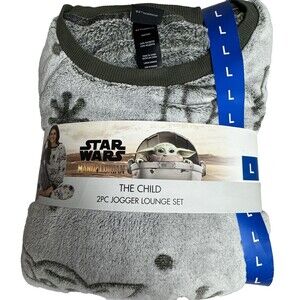 Star Wars The Mandalorian Grogu Womens Large 2-Piece Fleece Jogger Lounge Set